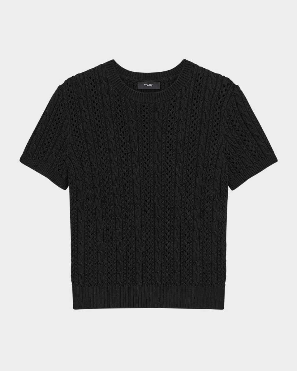 Crewneck Cable-Knit Tee